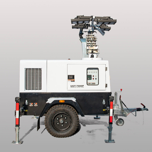 Gerador Diesel Portátil com Torre de Iluminação Móvel Hidráulica - Ideal para Eventos Externos e Iluminação de Emergência