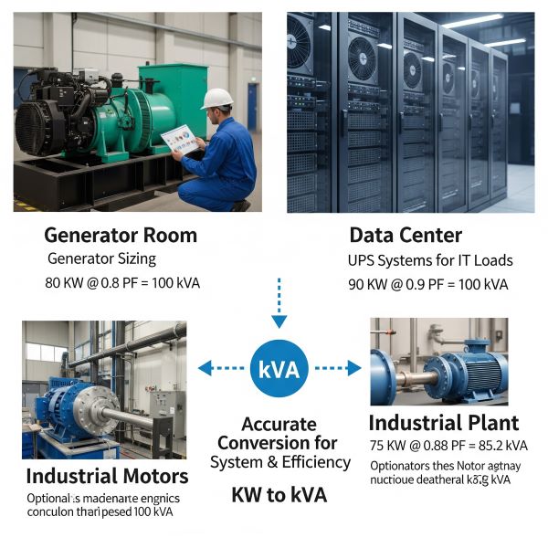 Aplica&ccedil;&otilde;es pr&aacute;ticas da convers&atilde;o KW para KVA