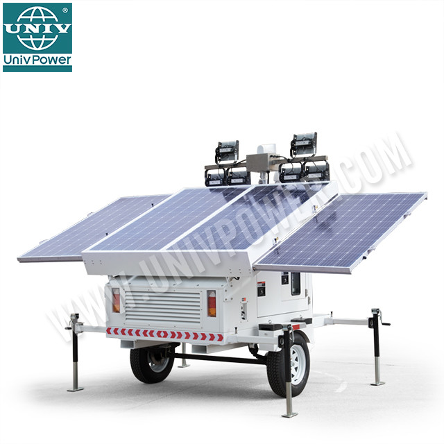 Sistema de Energia Solar Portátil Suporte Solar Reboque de Vigilância Uso Externo