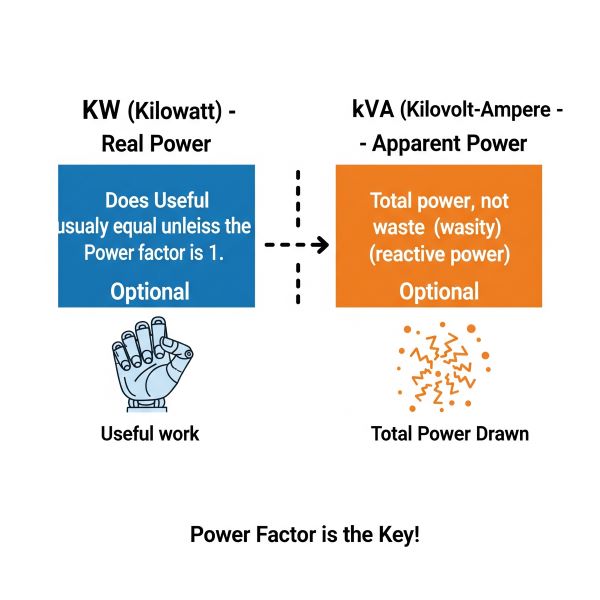 Qual &eacute; a diferen&ccedil;a entre KW e KVA